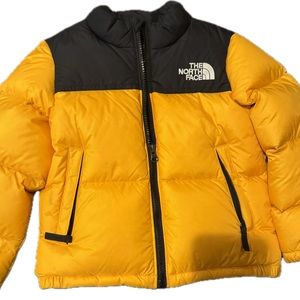 Northface yellow kids puffer jackets